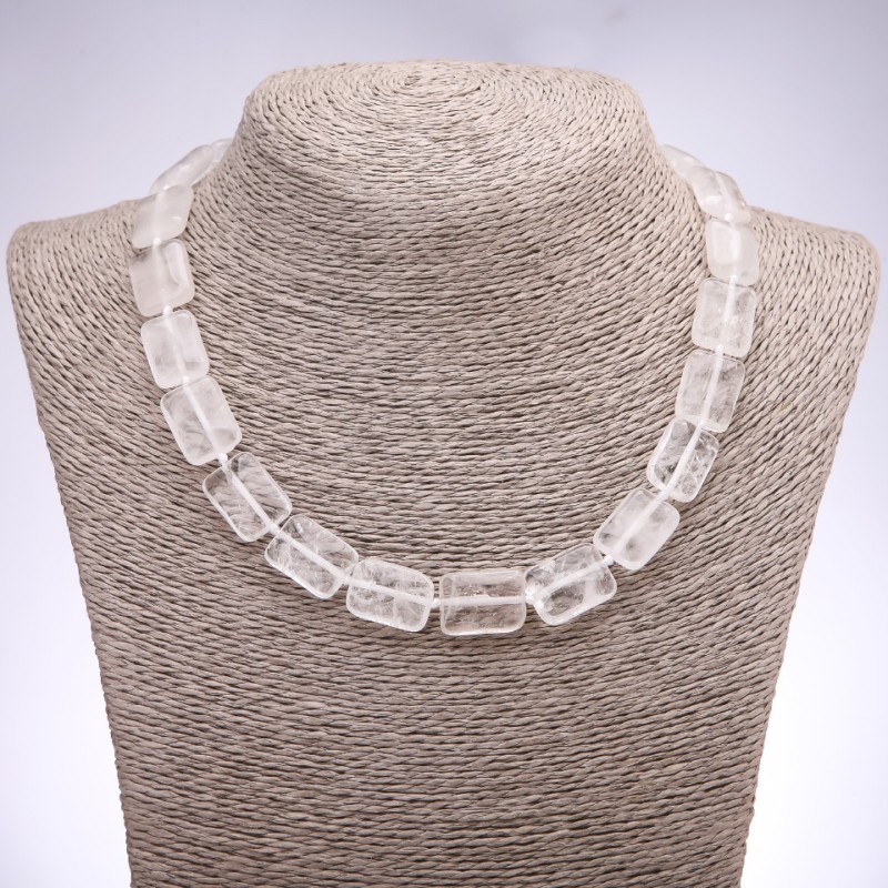 Rock Crystal Necklace, Rectangle Beads, 13x18x6mm, 45cm+ Length