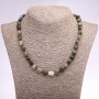 Moss Agate Natural Stone Necklace, Tumbled Beads, 9x10mm, 45cm+ Length