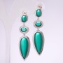 Evening Earrings Series 925 with Stones, Green, 13x50mm, Silver-Tone Metal