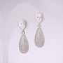 Evening Earrings Series 925 with Stones, White, 38x10mm, Silver-Tone Metal