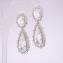 925 Series Evening Earrings with White Stones 45x15mm Silver-Tone Metal