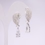 925 Series Evening Earrings with White Stones 38x10mm Silver-Tone Metal