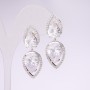 925 Series Evening Earrings with White Stones 15x41mm Silver-Tone Metal