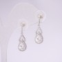 925 Series Rhinestone Earrings with White Stones 8x28mm Silver-Tone Metal