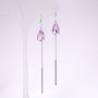 925 Series Long Earrings with Lilac Stones 8x85mm Silver-Tone Metal
