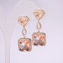 925 Series Evening Earrings with Champagne Stones 15x38mm Silver-Tone Metal
