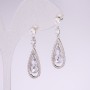 925 Series Teardrop Earrings with Gray Stones 10x35mm Silver-Tone Metal