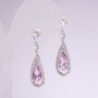 925 Series Teardrop Earrings with Lilac Stones 10x35mm Silver-Tone Metal