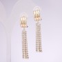 925 Series Dangle Earrings with White Rhinestones 10x50mm Gold-Tone Metal