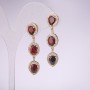 Evening Earrings 925 Series with Stones Red Color 45x10mm Gold-Tone Metal