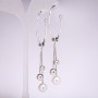 Hoop Earrings with Charms 925 Series Beads White Color 95x2mm Silver-Tone Metal
