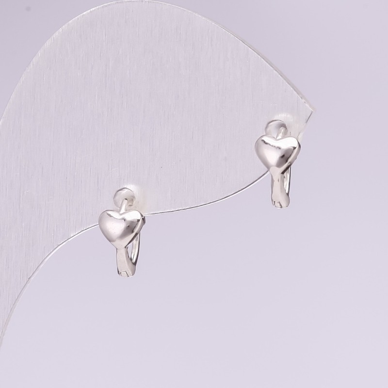 Heart Earrings 925 Series 5x8mm Silver-Tone Metal Korea