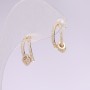 Stud Earrings Half-Hoops 925 Series Rhinestones White Color 6x15mm Gold-Tone Metal Korea
