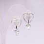 Stud Earrings Hearts 925 Series Rhinestones White Color 23x15mm Silver-Tone Metal