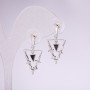 Stud Earrings Triangles 925 Series Rhinestones White Color 14x28mm Silver-Tone Metal
