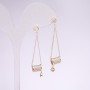 Drop Earrings 925 Series Rhinestones White Color 48x9mm Gold-Tone Metal