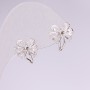 Stud Earrings Bows 925 Series Stones White Color 12x14mm Silver-Tone Metal