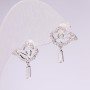 Stud Earrings, 925 Series, White Rhinestones, 18x14mm, Silver-Tone Metal