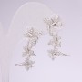 Butterfly Ear Cuffs, 925 Series, White Rhinestones, 29x12mm, Silver-Tone Metal