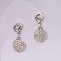 Roses Stud Earrings with Rhinestones, White, 12x25mm, Silver-Tone Metal