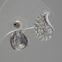 Stud Earrings with Rhinestones, White, 12x18mm, Silver-Tone Metal