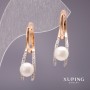Xuping Earrings with Majorca Pearls, White, 28x8mm, 18K Gold Plated