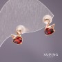 Xuping Stud Earrings Swans with Stone, Red, 10x7mm, 18K Gold Plated