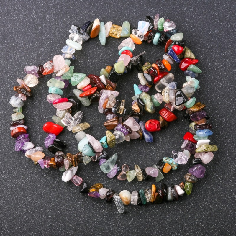 Assorted Stone Chip Beads, Diameter 8 +/-mm, Length 80cm