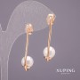 Xuping Earrings with Majorca Pearls, White, 35x9mm, Rhodium