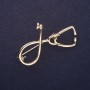 Stethoscope Brooch Gold Color 44x30mm Golden Metal