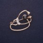 Stethoscope Brooch with Rhinestones, Black White, 37x26mm, Gold-Tone Metal