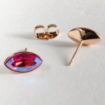 Xuping Stud Earrings with Swarovski Crystals Grain Red Blue Chameleon Color, 6x11mm Diameter Gold Plated