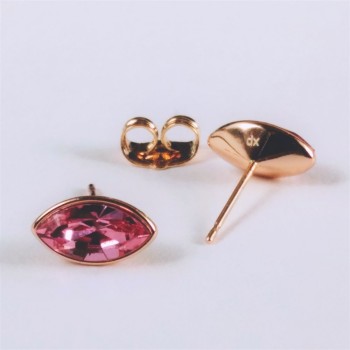 Xuping Stud Earrings with Swarovski Crystals Grain Pink Color, 6x11mm Diameter Gold Plated