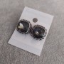 Earrings 1.7cm Square Gray Crystal