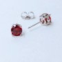Earrings Xuping Stud Earrings with Red Stone, 6mm Diameter, Rhodium Plated