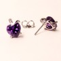 Xuping Stud Earrings Heart with Stone Purple Color, 11x9mm Diameter Rhodium