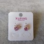Xuping Stud Earrings Heart with Stone Lilac Color, 11x9mm Diameter Rhodium