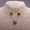 "Heart" Set multicolor red green, Pendant 19x16mm and Earrings 27x13mm, 50cm length