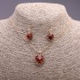 "Heart" Set multicolor red green, Pendant 19x16mm and Earrings 27x13mm, 50cm length