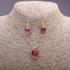 "Heart" Set Multicolor Yellow Pink Pendant 19x16mm and Earrings 27x13mm, 50cm Length