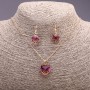 "Heart" Set Multicolor Yellow Pink Pendant 19x16mm and Earrings 27x13mm, 50cm Length