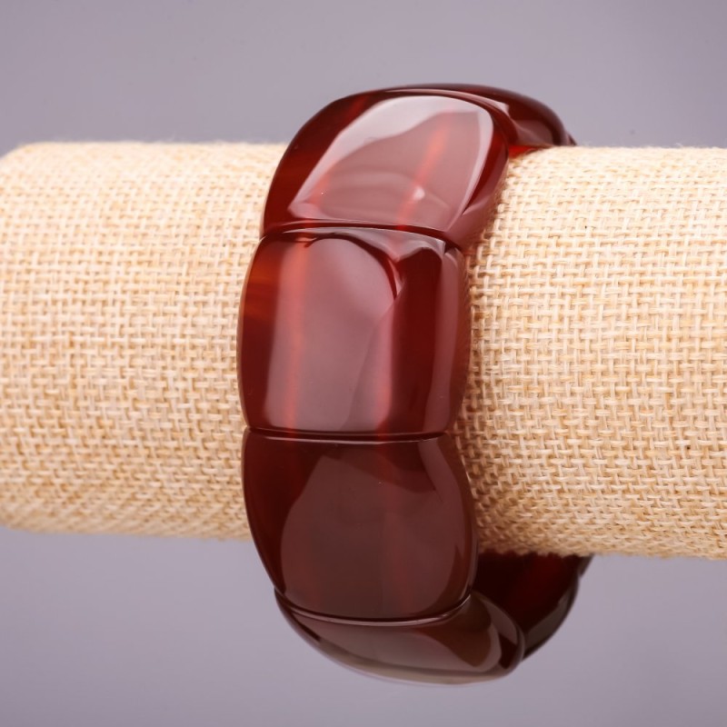 Natural Carnelian Stretch Bracelet, smooth link 30x25mm+/-, circumference 18cm+