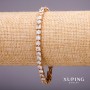 Xuping Bracelet with White Stones, 5mm thickness, 17-19cm length, gold-plated