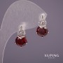 Xuping Earrings with Stones, Red 18x10mm, Rhodium