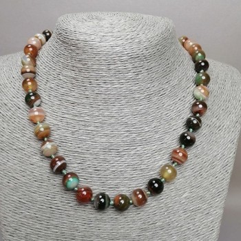 Agate Necklace, Smooth Round Beads, 10mm Diameter, 45cm Length