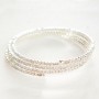 Thin Spiral Bracelet, Three Coils, Small White Rhinestones, 18-22cm Circumference