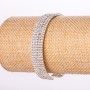 Rhinestone Bracelet, Cuff, Five-Row, White Rhinestones, White Metal