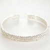 Three-Row Bangle Bracelet, White Rhinestones, 18-22 cm