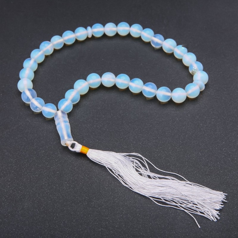 Moonstone (Synthetic) Prayer Beads, 33 Beads, Diameter 10mm+