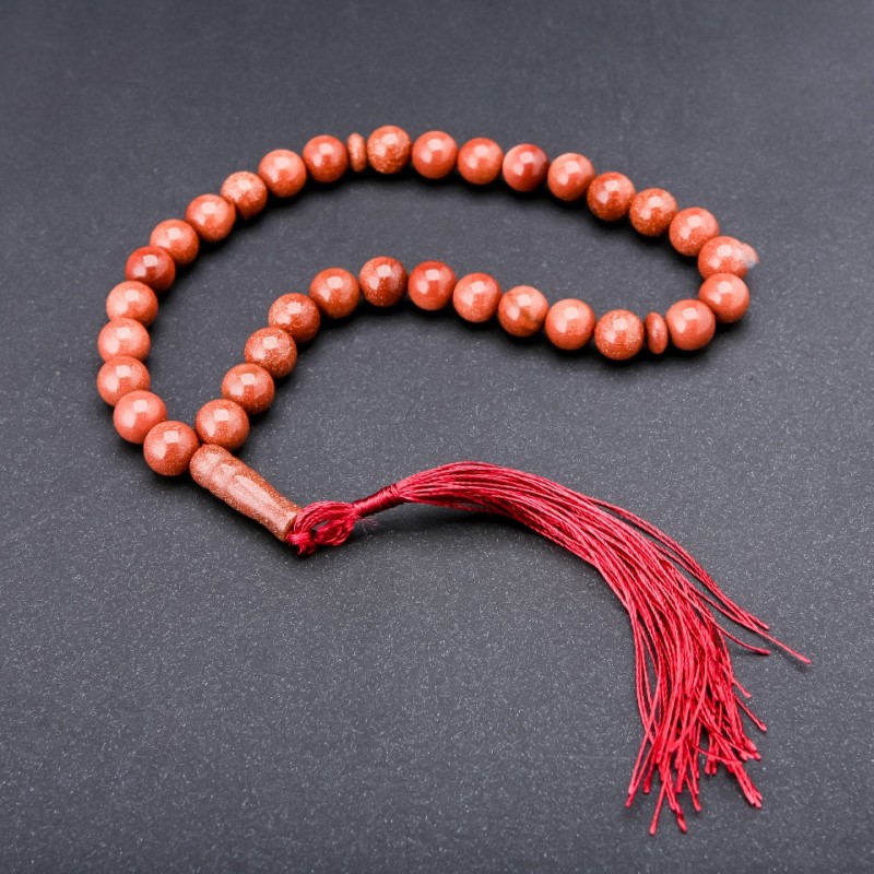 Golden Sand Aventurine (Synthetic) Prayer Beads, 33 Beads, Diameter 10mm+